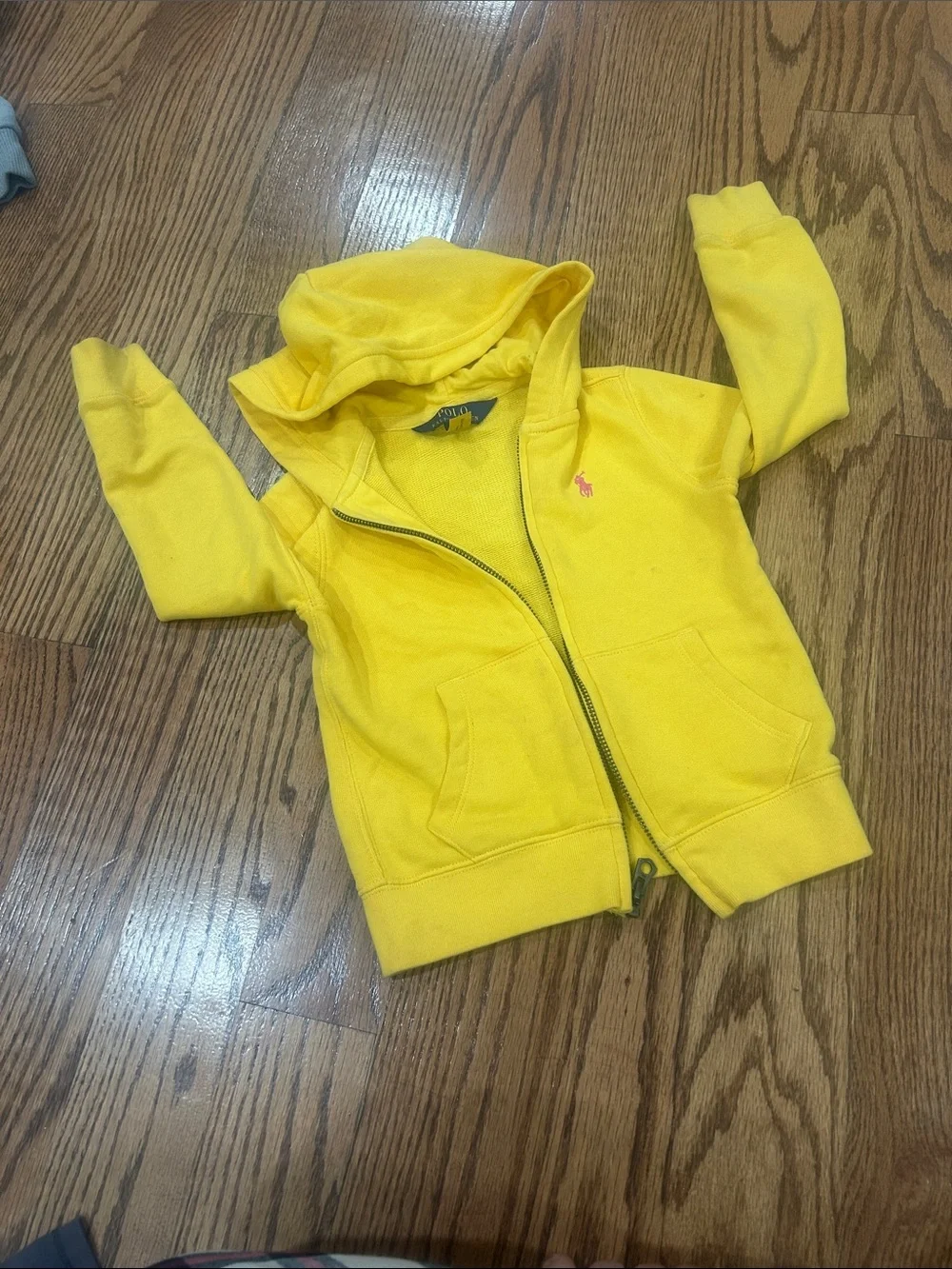 Ralph Lauren Bright Yellow Kids Zip Hoodie with Polo Logo